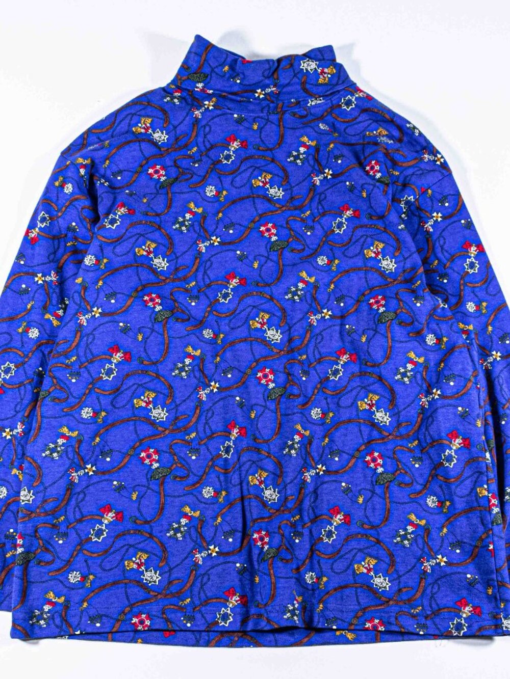 Vintage Hunt Club Horse Saddle AOP Turtleneck Womens Large Made in USA 90s